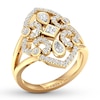 Thumbnail Image 4 of Diamond Ring 3/4 carat tw Princess/Pear-shaped/Round 14K Yellow Gold