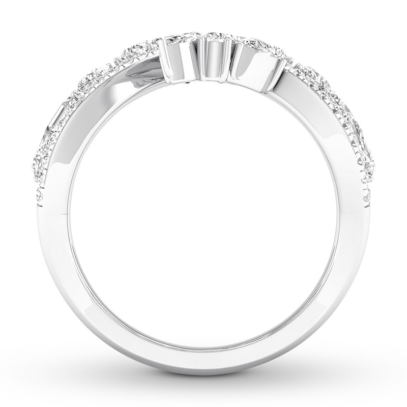 Main Image 2 of Diamond Ring 1 ct tw Pear-shaped/Marquise/Baguette/Round 14K White Gold