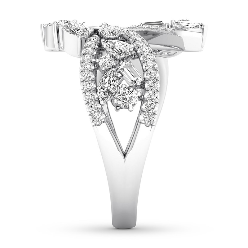 Main Image 3 of Diamond Ring 1 ct tw Pear-shaped/Marquise/Baguette/Round 14K White Gold