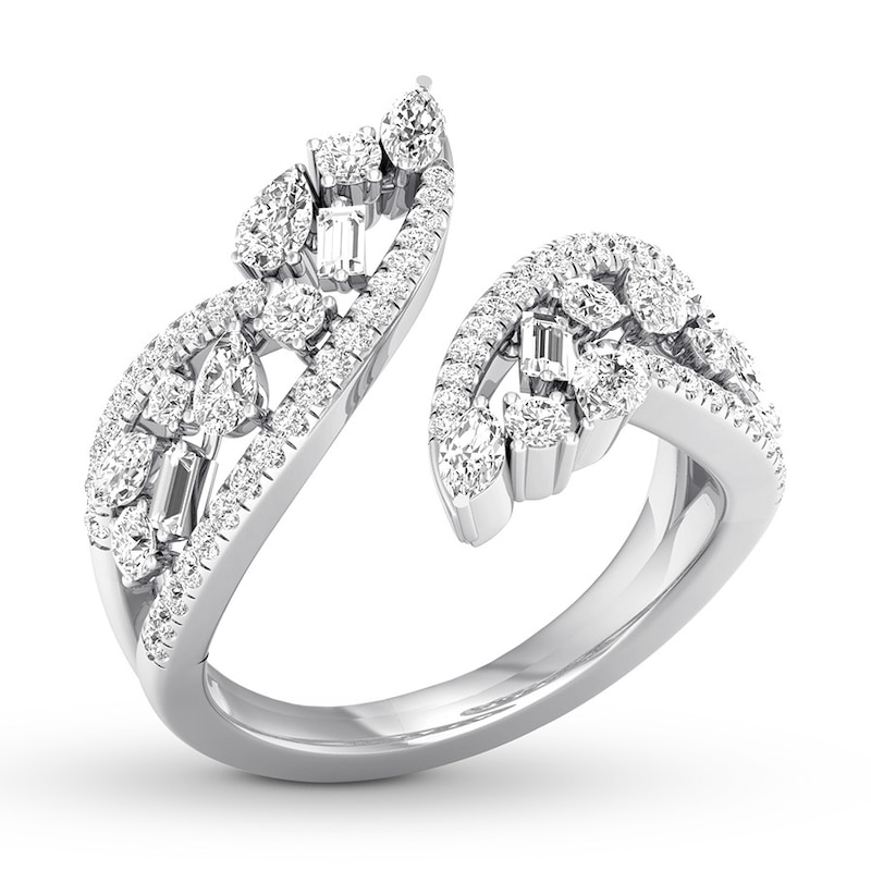 Main Image 4 of Diamond Ring 1 ct tw Pear-shaped/Marquise/Baguette/Round 14K White Gold