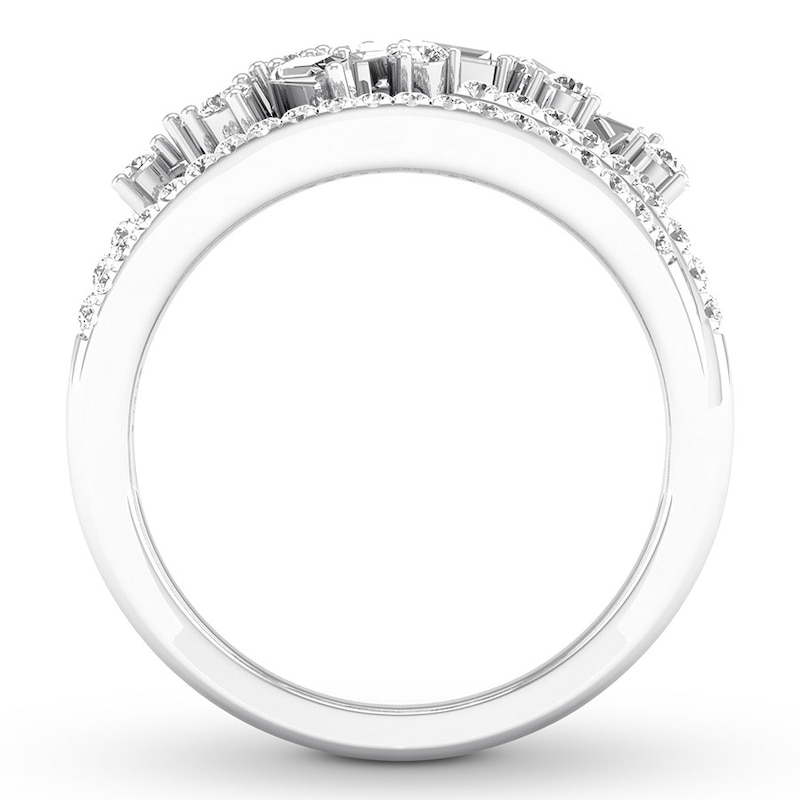 Diamond Ring 3/4 carat tw Baguette/Round 14K White Gold