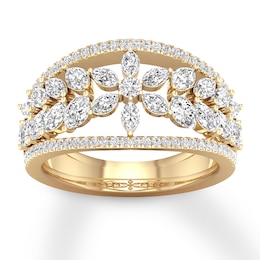 Diamond Ring 1-1/4 ct tw Marquise/Round 14K Yellow Gold