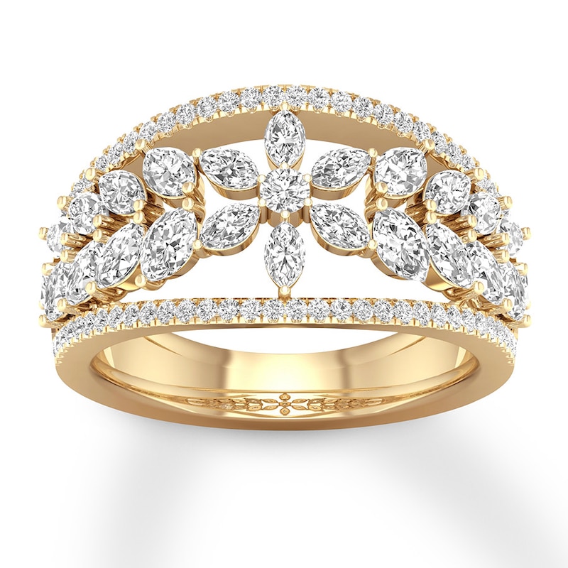 Diamond Ring 1-1/4 ct tw Marquise/Round 14K Yellow Gold