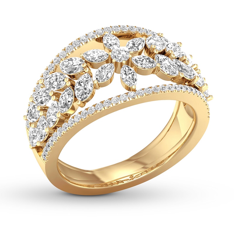Diamond Ring 1-1/4 ct tw Marquise/Round 14K Yellow Gold