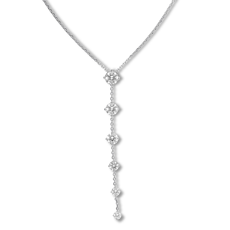 Diamond Necklace 3 carats tw Round 14K White Gold