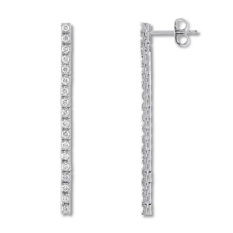 Main Image 1 of Diamond Drop Earrings 1/2 carat tw Round 14K White Gold