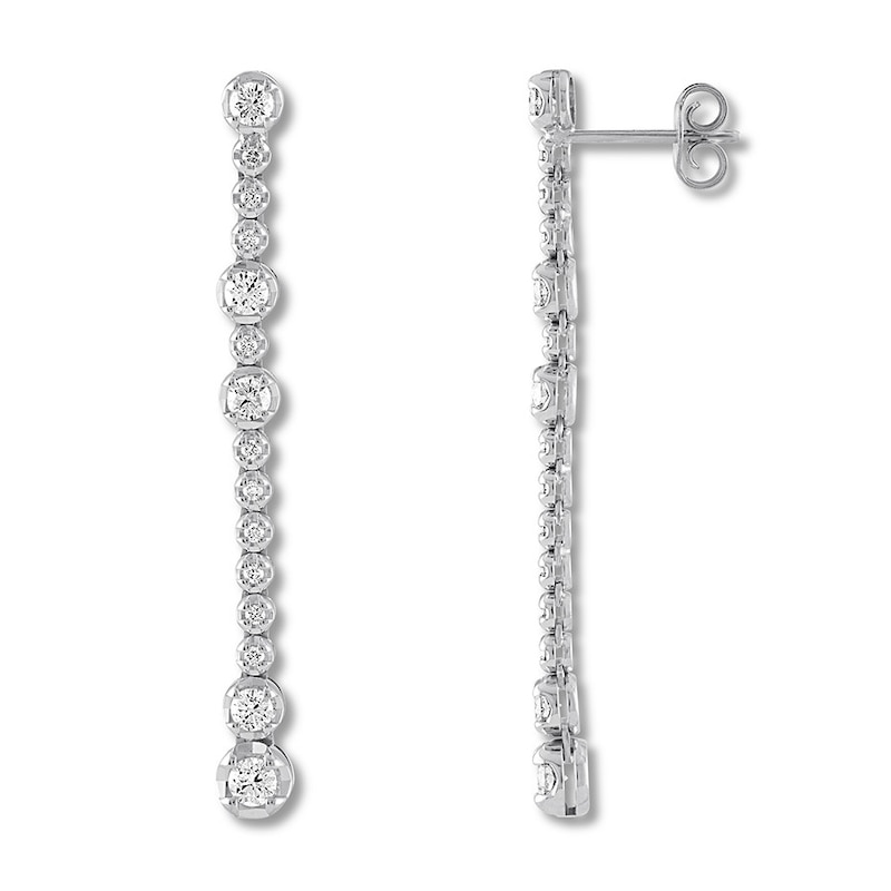 Main Image 1 of Diamond Drop Earrings 1-1/8 ct tw Round 14K White Gold