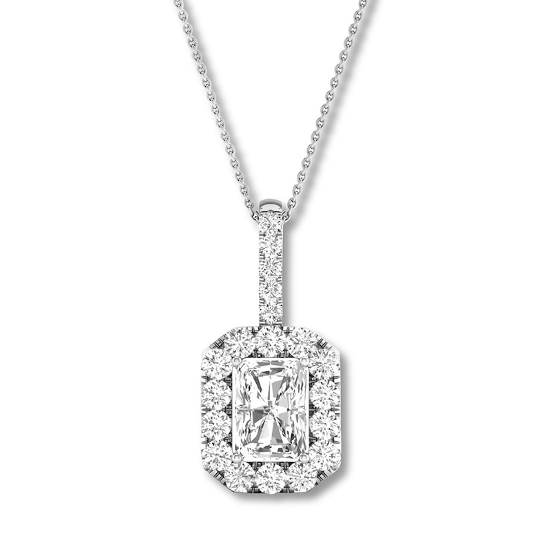 Diamond Necklace 1-1/2 ct tw Emerald-cut/Round 14K White Gold