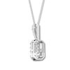 Thumbnail Image 3 of Diamond Necklace 1-1/2 ct tw Emerald-cut/Round 14K White Gold