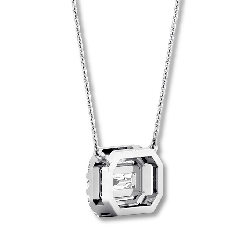Diamond Necklace 1 carat tw Emerald-cut & Round 14K White Gold