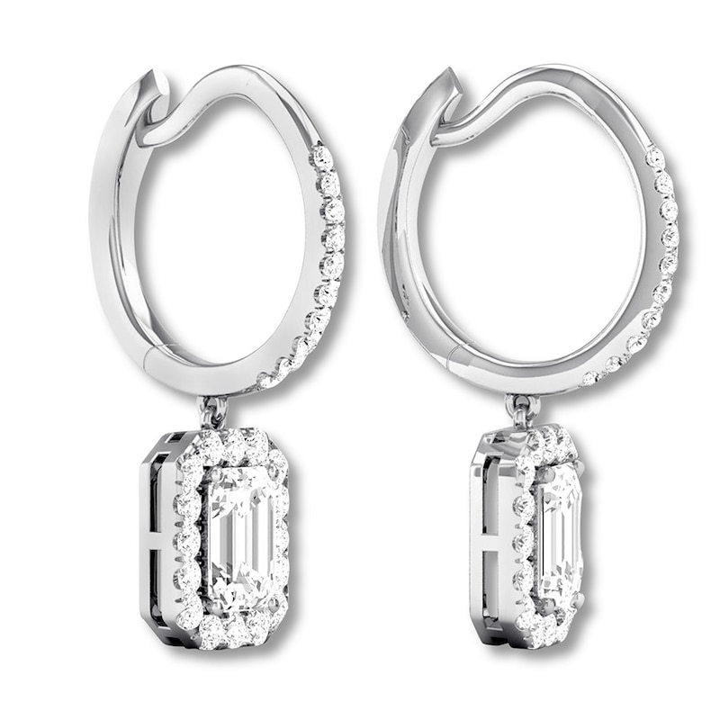 Diamond Dangle Earrings 1-1/2 ct tw 14K White Gold