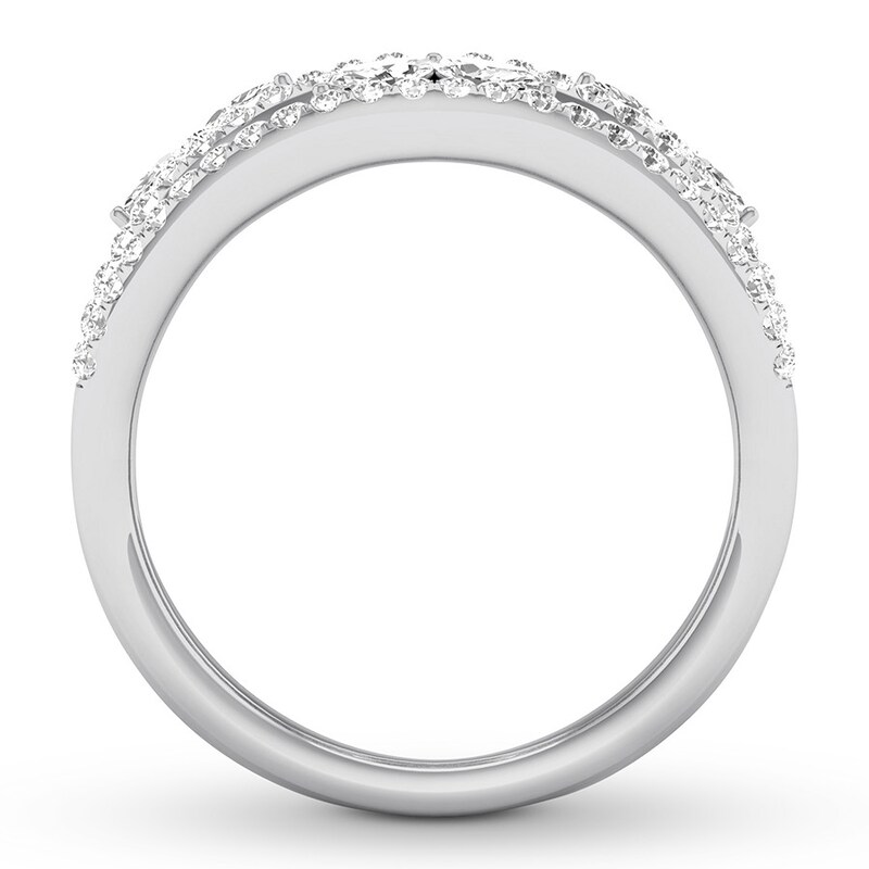 Diamond Ring 1 carat tw Marquise & Round 14K White Gold