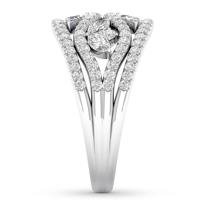 Diamond Ring 1 carat tw Marquise & Round 14K White Gold