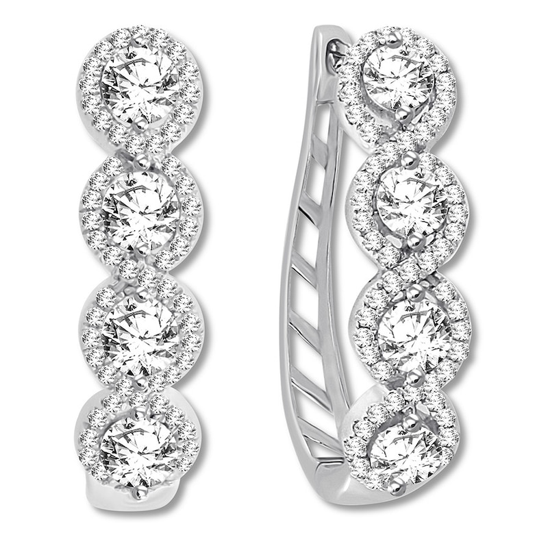 Diamond Hoop Earrings 1-1/2 ct tw Round 14K White Gold