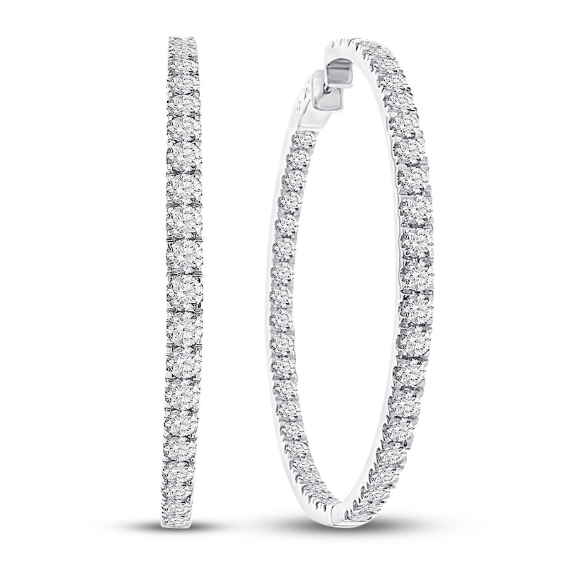 Diamond Hoop Earrings 10 ct tw Round-cut 14K White Gold