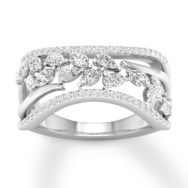 Main Image 1 of Marquise, Pear-shaped & Round Diamond Ring 1 ct tw 14K White Gold
