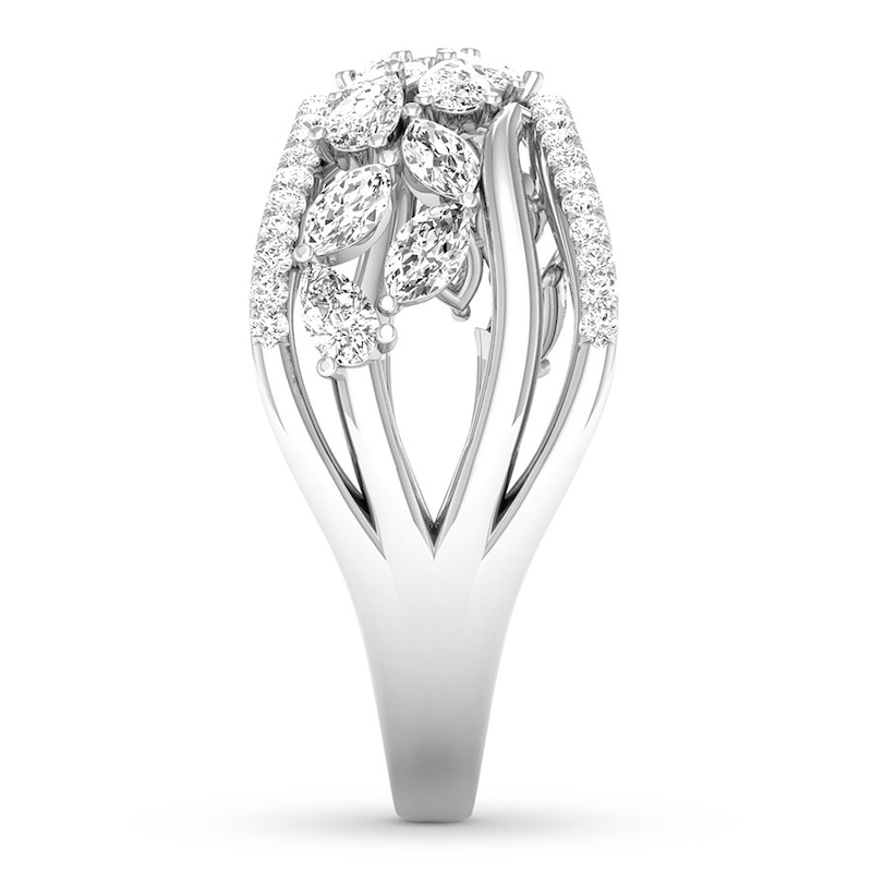 Main Image 3 of Marquise, Pear-shaped & Round Diamond Ring 1 ct tw 14K White Gold