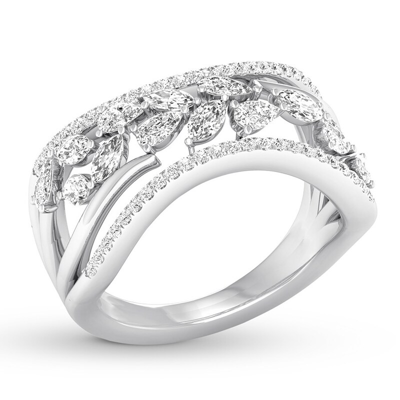Main Image 4 of Marquise, Pear-shaped & Round Diamond Ring 1 ct tw 14K White Gold