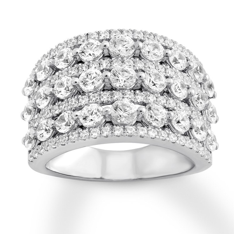 Diamond Anniversary Ring 3 carats tw Round 14K White Gold with 360