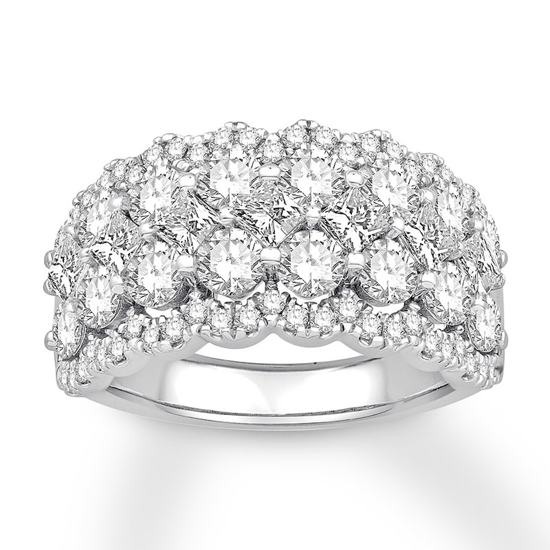 Diamond Anniversary Ring 3 ct tw Princess/Round 14K White Gold
