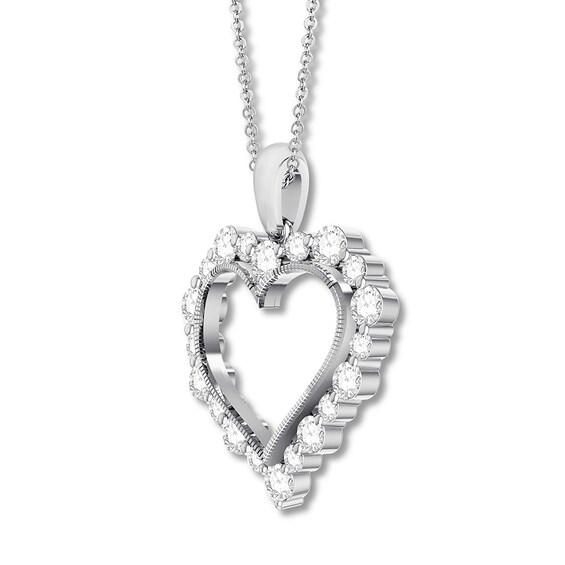 Diamond Heart Necklace 1 carat tw Round 14K White Gold | Jared