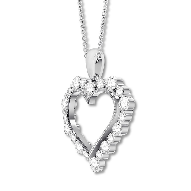 Diamond Heart Necklace 1 carat tw Round 14K White Gold