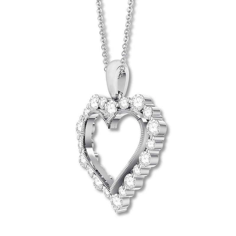 Main Image 3 of Diamond Heart Necklace 1 carat tw Round 14K White Gold