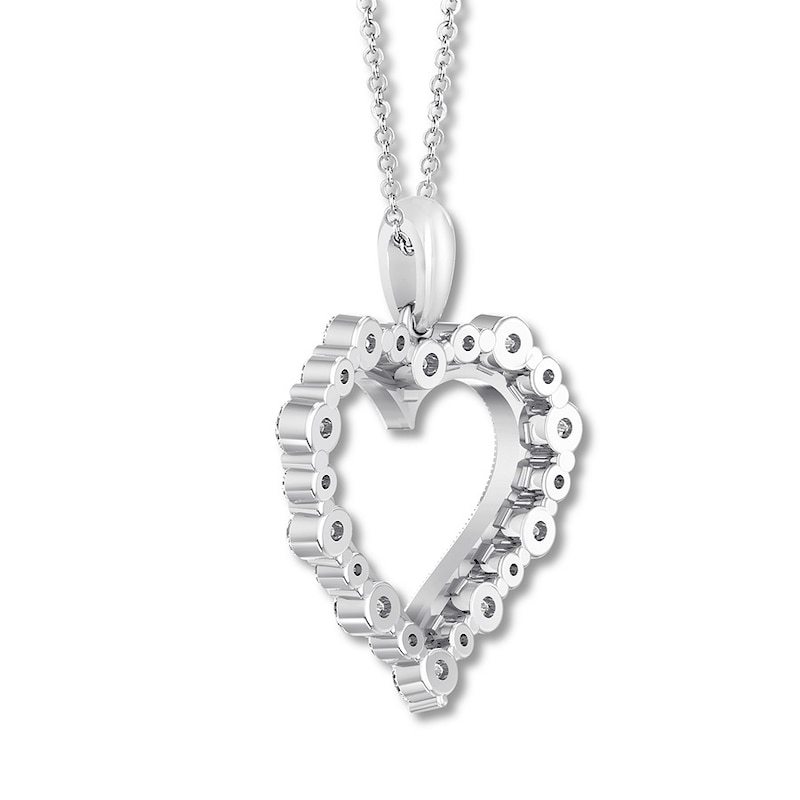 Diamond Heart Necklace 1 carat tw Round 14K White Gold