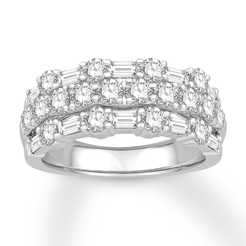 Main Image 1 of Diamond Anniversary Ring 2 carats tw Round/Baguette 14K Gold