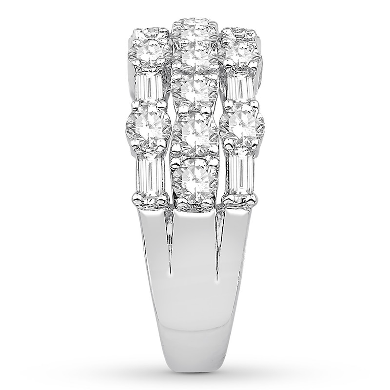 Main Image 3 of Diamond Anniversary Ring 2 carats tw Round/Baguette 14K Gold