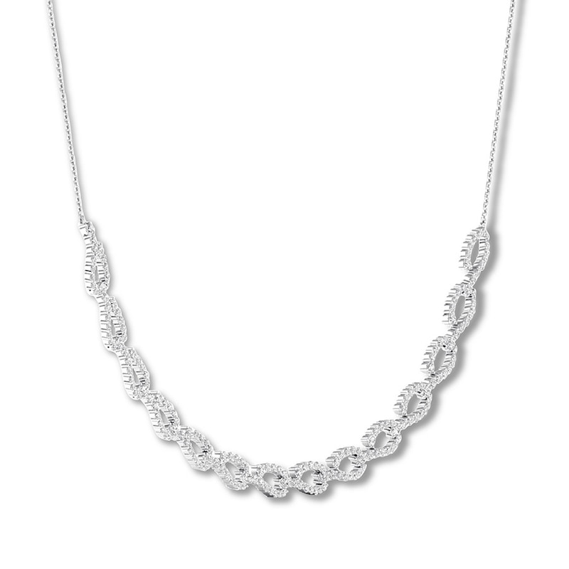 Diamond Necklace 5 carats tw Round 14K White Gold
