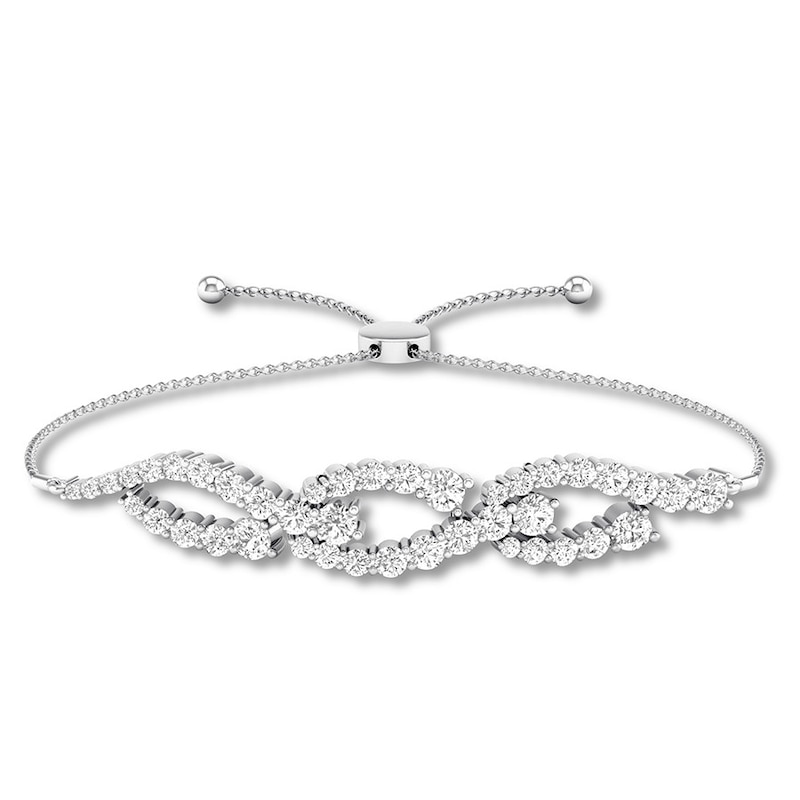 Diamond Bolo Bracelet 2 carat tw Round 14K White Gold