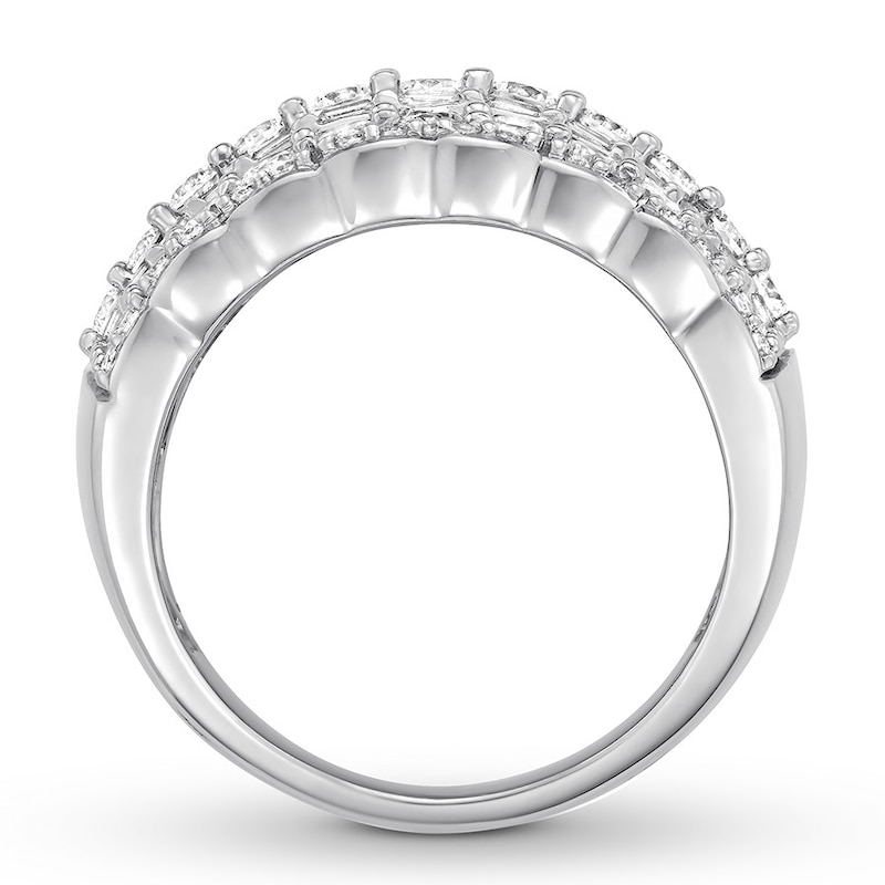 Main Image 2 of Diamond Anniversary Ring 2 ct tw Round/Baguette 14K White Gold