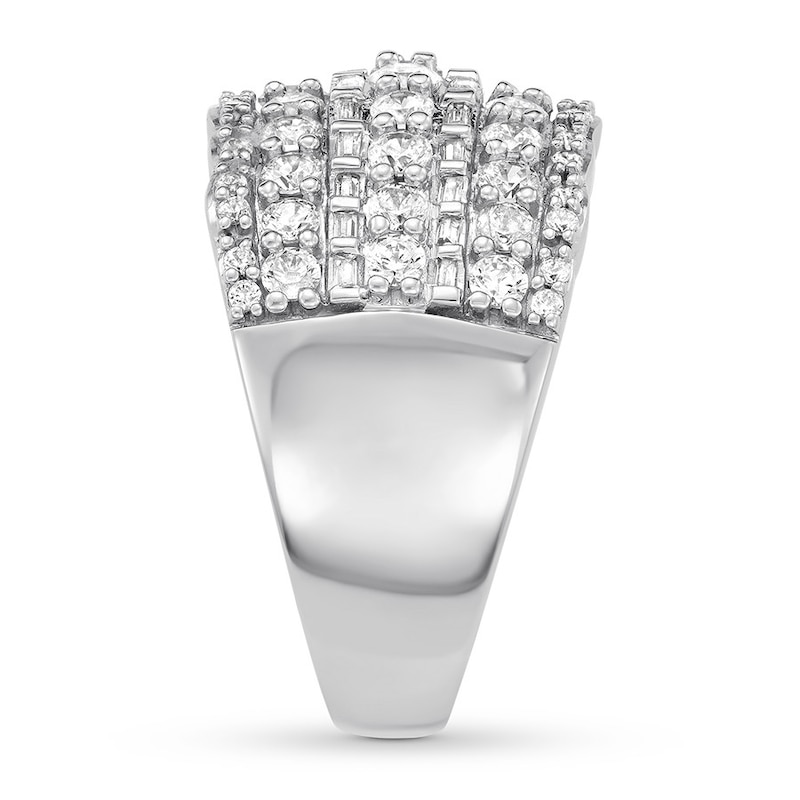 Main Image 3 of Diamond Anniversary Ring 2 ct tw Round/Baguette 14K White Gold