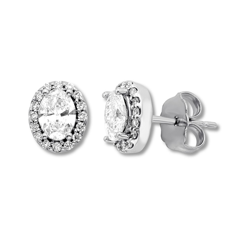Oval Diamond Earrings 5/8 ct tw 14K White Gold
