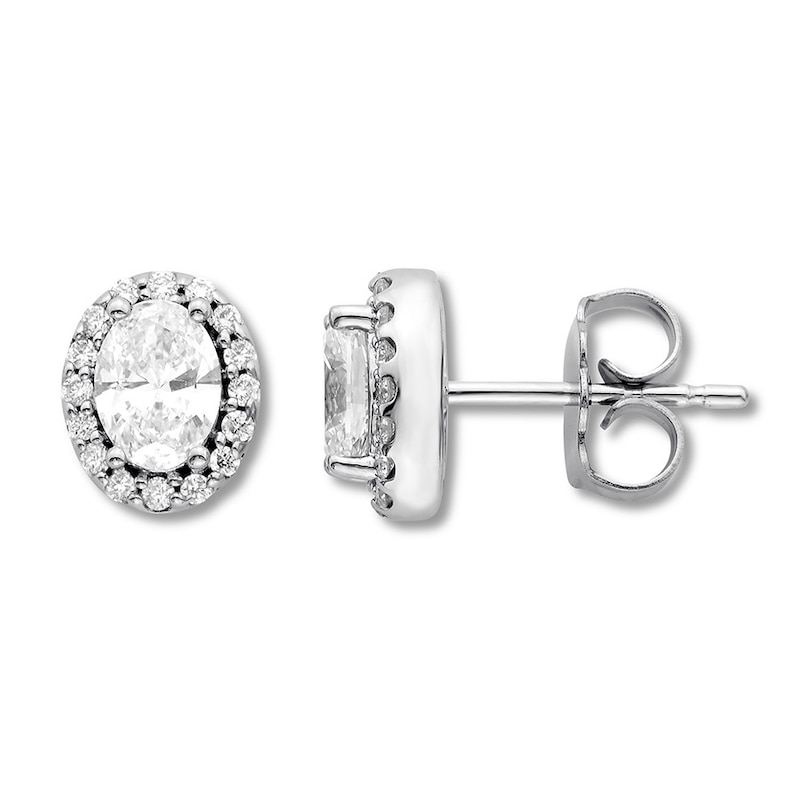 Oval Diamond Earrings 5/8 ct tw 14K White Gold