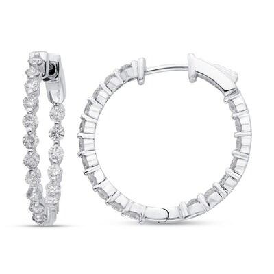 Diamond Hoop Earrings 1-1/2 ct tw Round-cut 14K White Gold | Hoop ...
