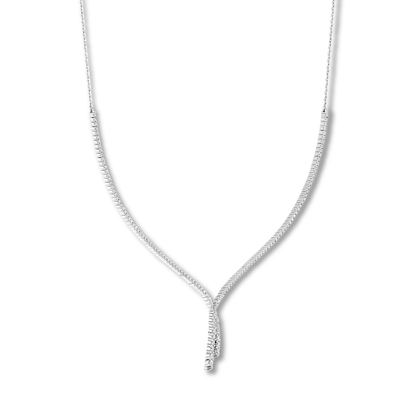 Diamond Necklace 3 ct tw Round 14K White Gold 18" Adjustable