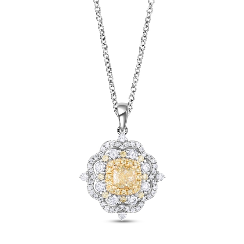 Diamond Necklace 1 1/4 ct tw Round/Cushion 14K Two-Tone Gold