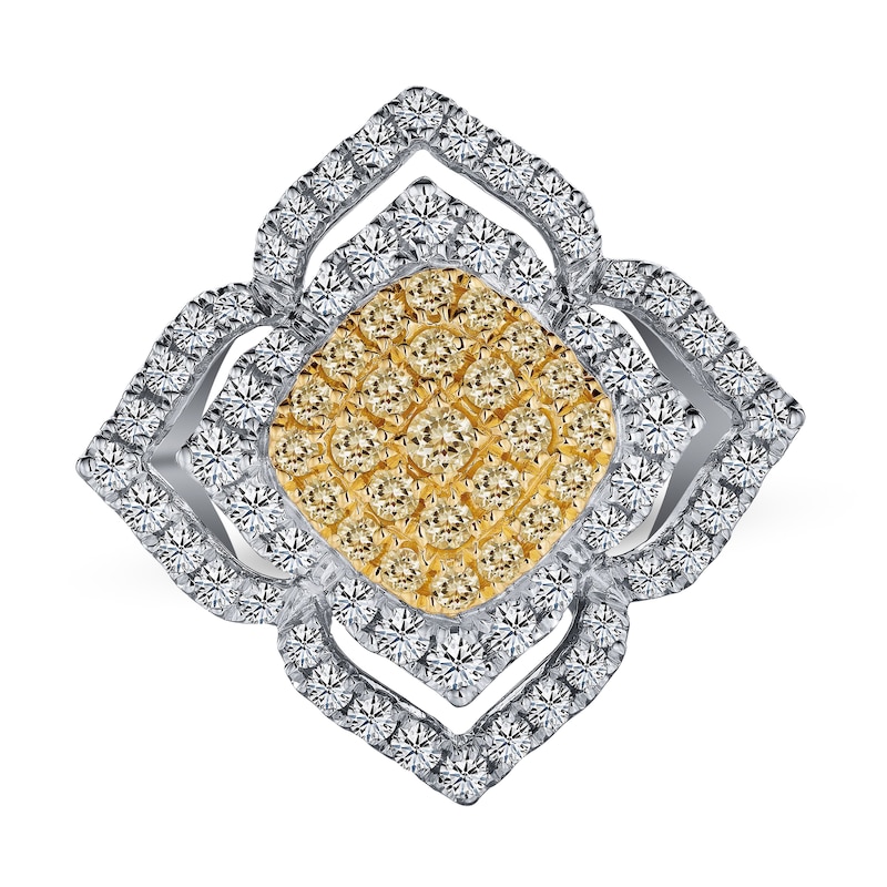 Diamond Ring 3/4 ct tw Round/Princess Two-Tone Gold