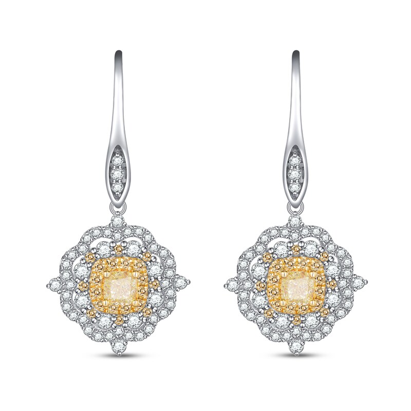 Main Image 1 of Diamond Earrings 1 5/8 ct tw Round/Cushion 14K White Gold