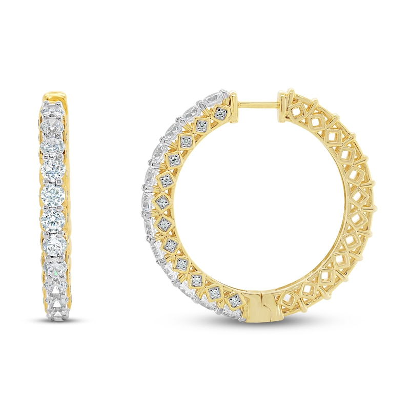 Diamond Hoop Earrings 5 ct tw Round-cut 14K Yellow Gold