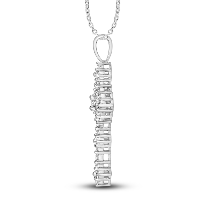 Diamond Necklace 1-1/2 ct tw Round/Baguette 14K White Gold