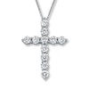Thumbnail Image 1 of Jared Signature Diamond Cross Necklace 2 ct tw Round-cut 14K White Gold