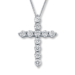 Jared Signature Diamond Cross Necklace 2 ct tw Round-cut 14K White Gold