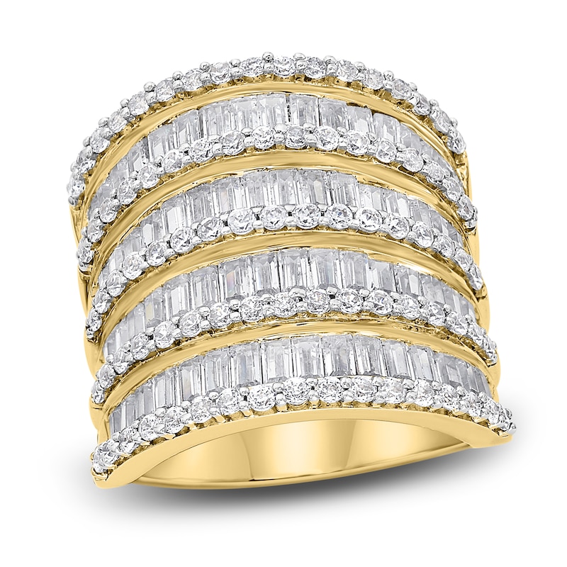 Diamond Ring 3 ct tw Baguette/Round 14K Yellow Gold