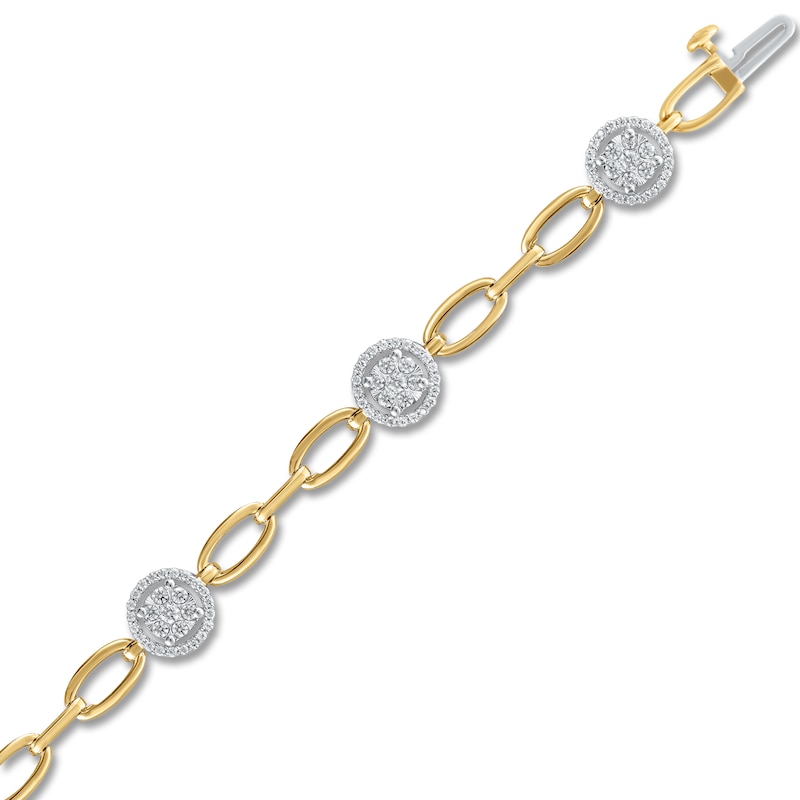 Diamond Bracelet 1 ct tw Round 10K Two-Tone Gold