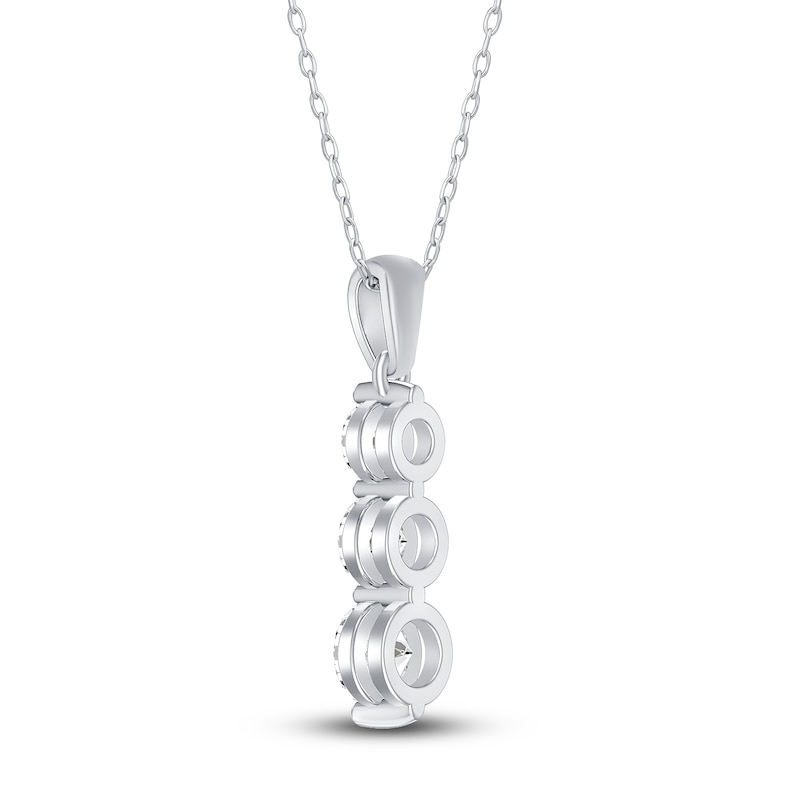 Main Image 4 of Jared Signature 3-Stone Diamond Necklace 1 ct tw Round 14K White Gold 19"