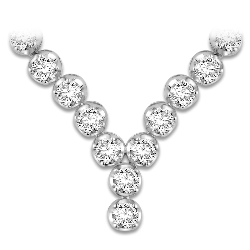 Main Image 2 of Diamond Tennis Necklace 20 ct tw Round 14K White Gold