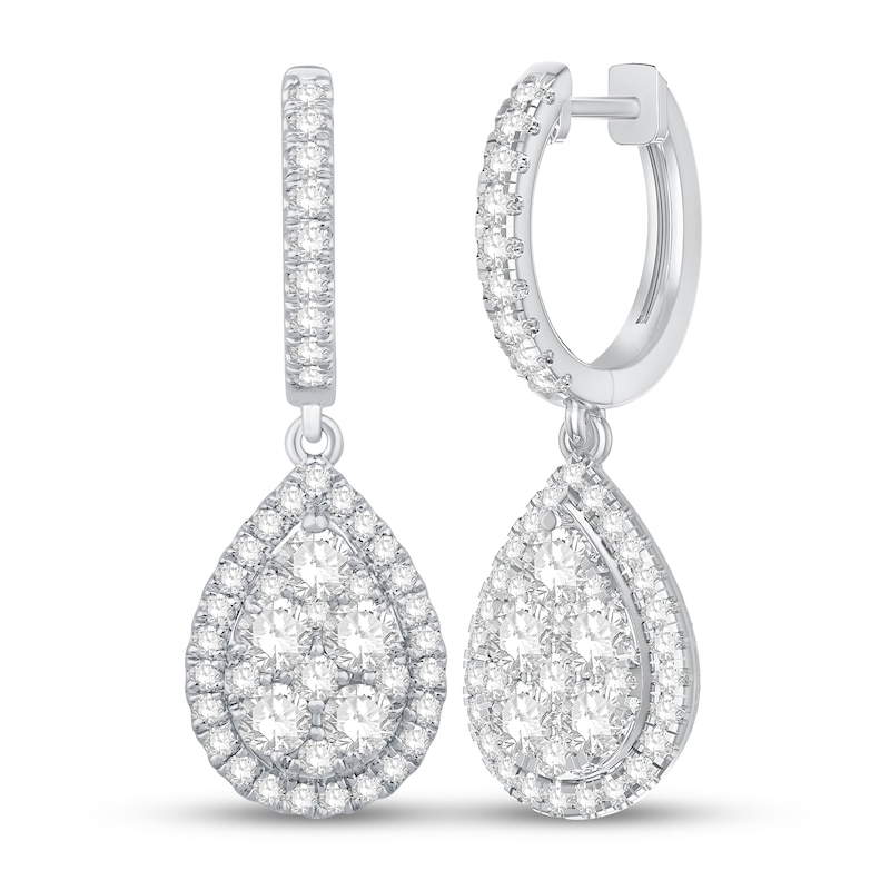 Diamond Dangle Earrings 1-3/4 ct tw Round 14K White Gold